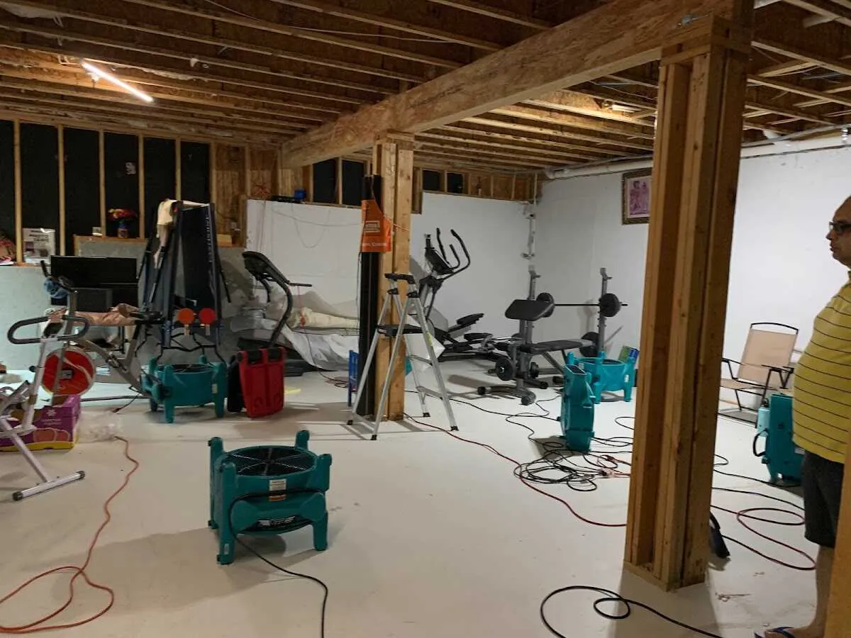 Basement drying equipment setup for Contents Cleaning & Restoration in Miles City